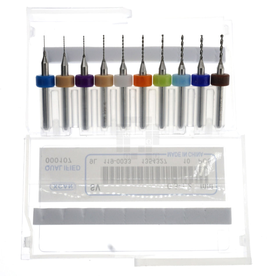 XCAN PCB/Circuit Board Micro Carbide Drill Bit Set, 10-Pieces, 0.3-1.2mm