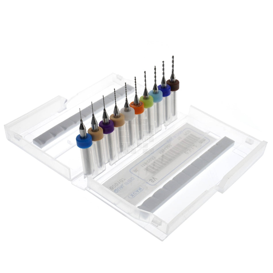 XCAN PCB/Circuit Board Micro Carbide Drill Bit Set, 10-Pieces, 0.3-1.2mm