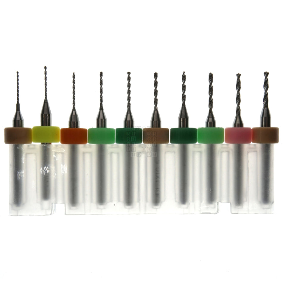 XCAN PCB/Circuit Board Micro Carbide Drill Bit Set, 10-Pieces, 0.6-1.5mm