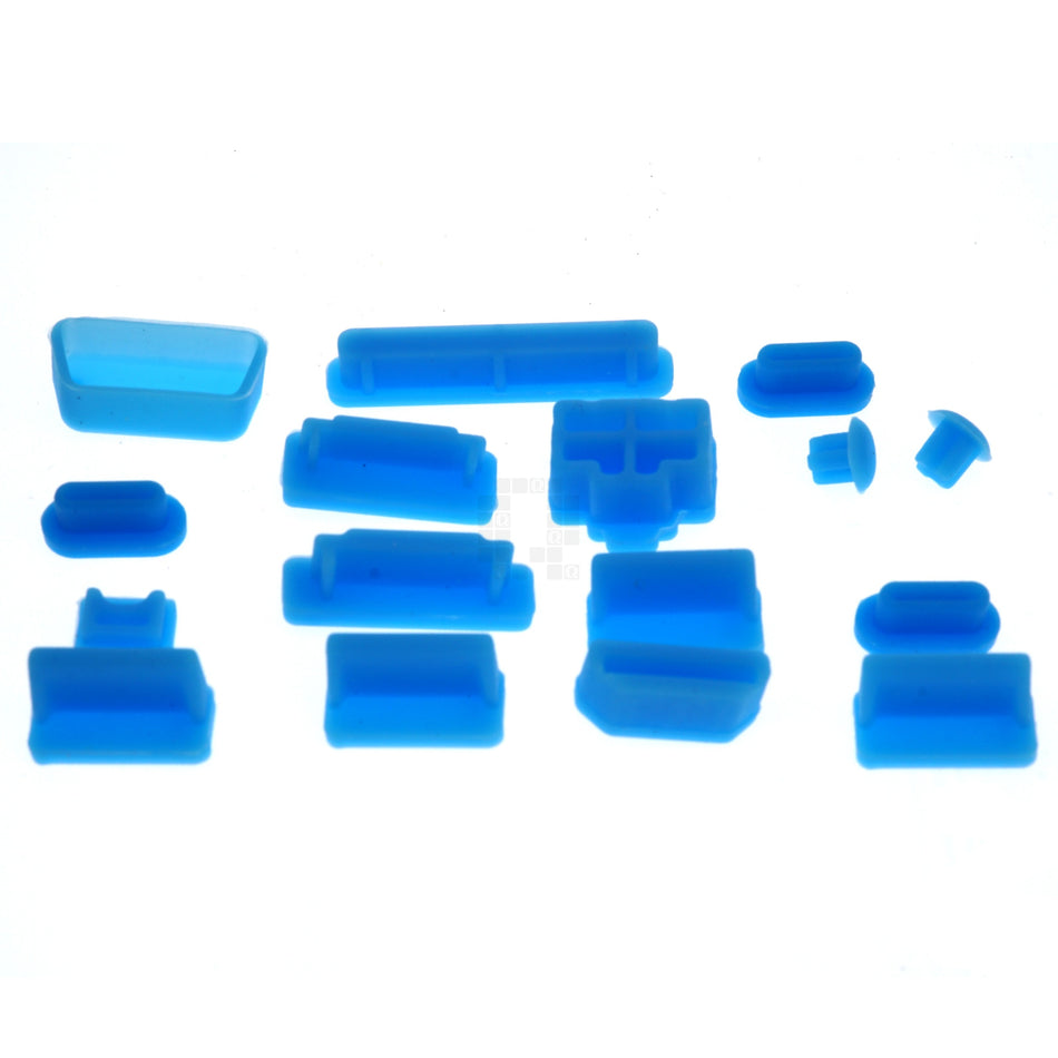 16-Piece Silicone Anti Dust Plug Covers for Laptop and Mobile Devices, Blue, USB