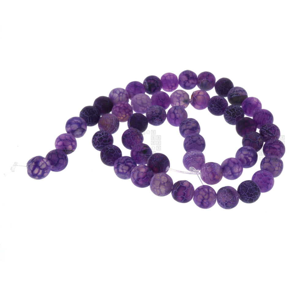 Purple Frost Cracked Agate 8mm Round Beads, 45 Pieces