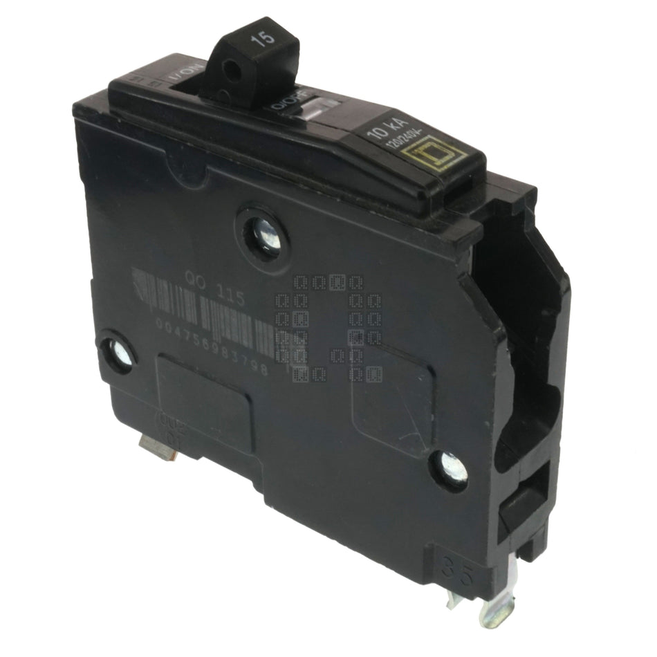 Square D QO115CP Plug-In Circuit Breaker, 15 Amps, Single Pole, 120/240VAC