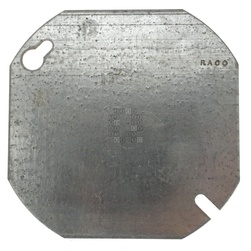 Raco 722 1-Gang Octagon Electrical Box Cover, 4", Galvanized Steel, 4"