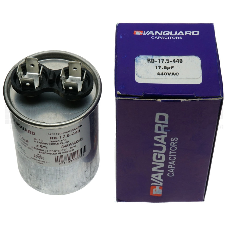Vanguard RD-17.5-440 Electric Motor Run Capacitor, 17.5 uF, 440VAC 50-60Hz