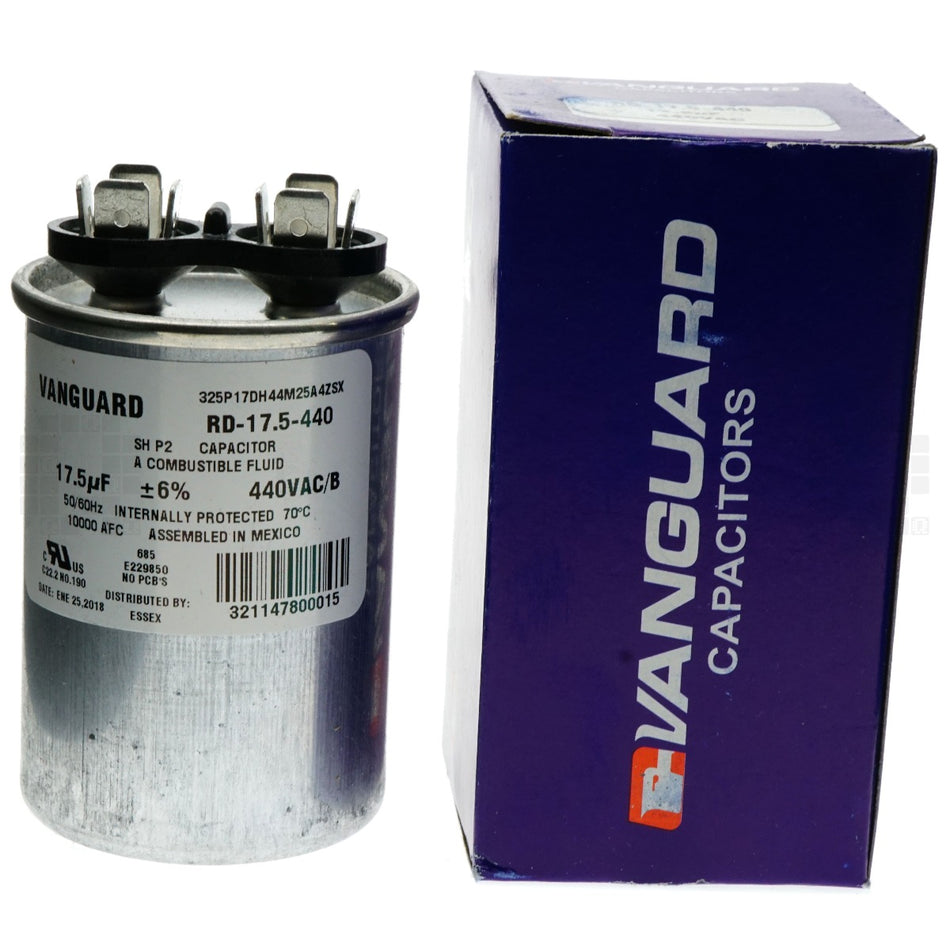 Vanguard RD-17.5-440 Electric Motor Run Capacitor, 17.5 uF, 440VAC 50-60Hz