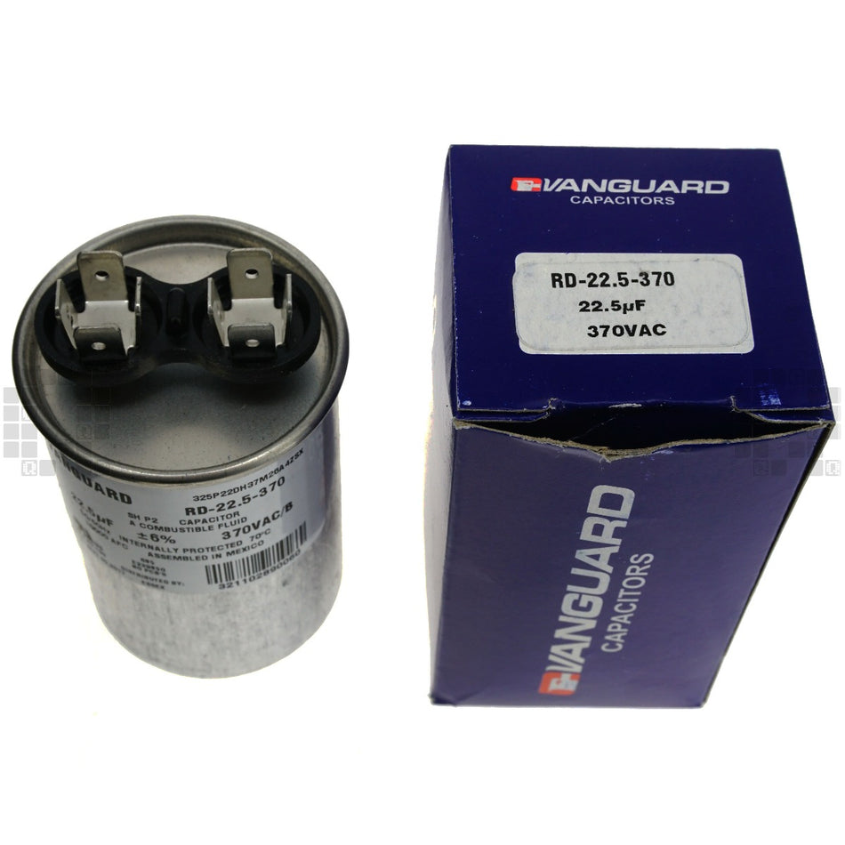 Vanguard RD-22.5-370 Electric Motor Run Capacitor, 22.5uF, 370VAC 50/60Hz