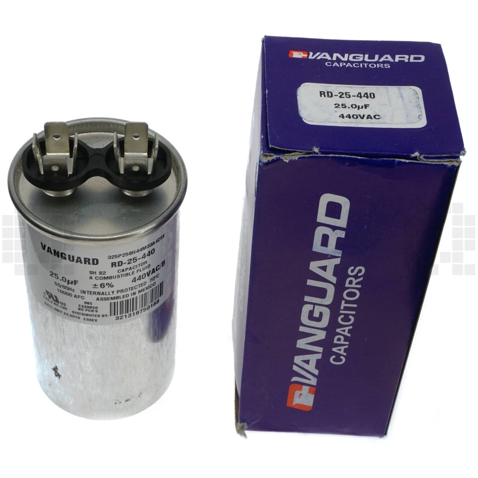 Vanguard RD-25-440 Electric Motor Run Capacitor, 25 uF 440VAC