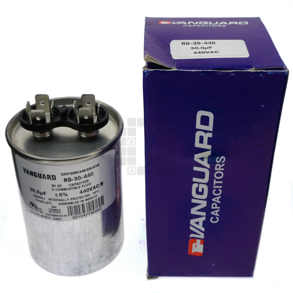Vanguard RD-30-440 Electric Motor Run Capacitor, 30 uF, 440 VAC 50-60Hz