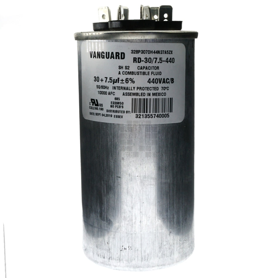 Vanguard RD-30/7.5-440 Electric Motor Run Capacitor, 30+7.5uF, 440VAC 50/6Hz