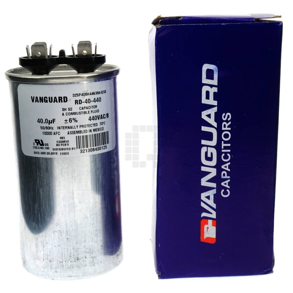 Vanguard RD-40-440 Run Capacitor, 40 uF 440VAC
