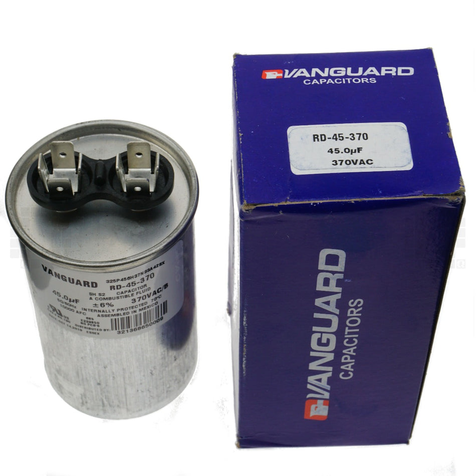 Vanguard RD-45-370 Electric Motor Run Capacitor, 45 uF, 370 VAC 50-60Hz