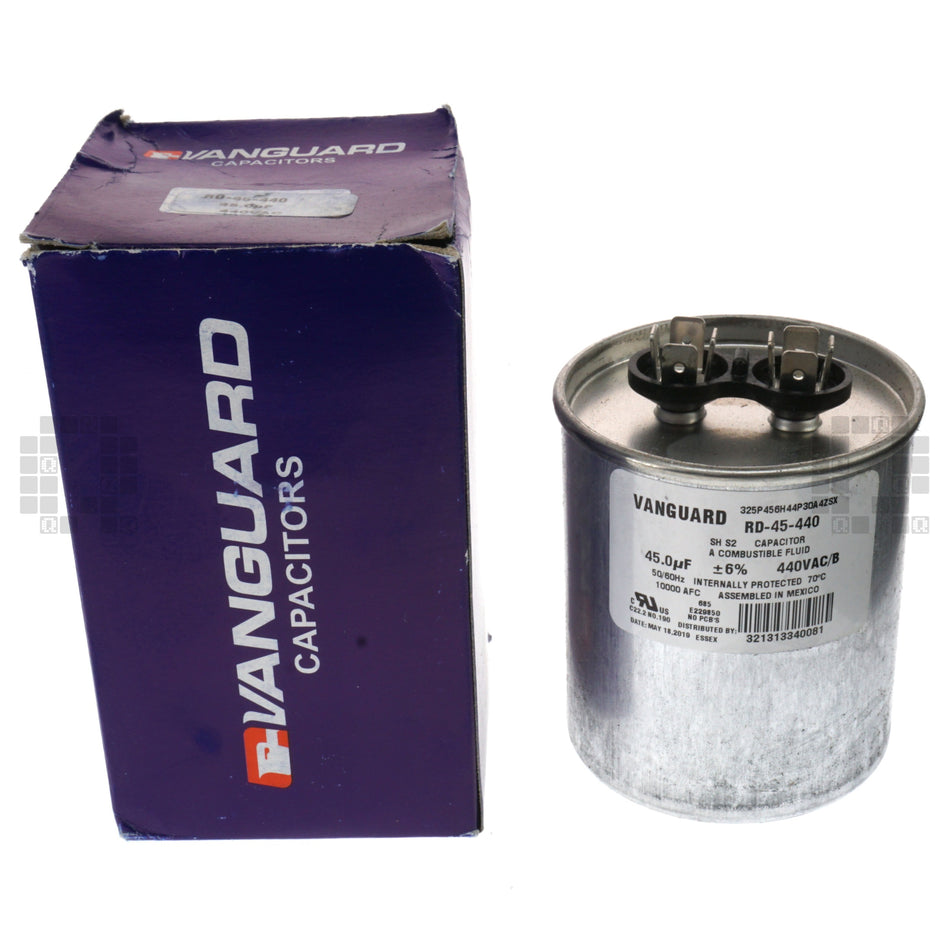 Vanguard RD-45-440 Electric Motor Run Capacitor, 45 uF, 440 VAC 50-60Hz