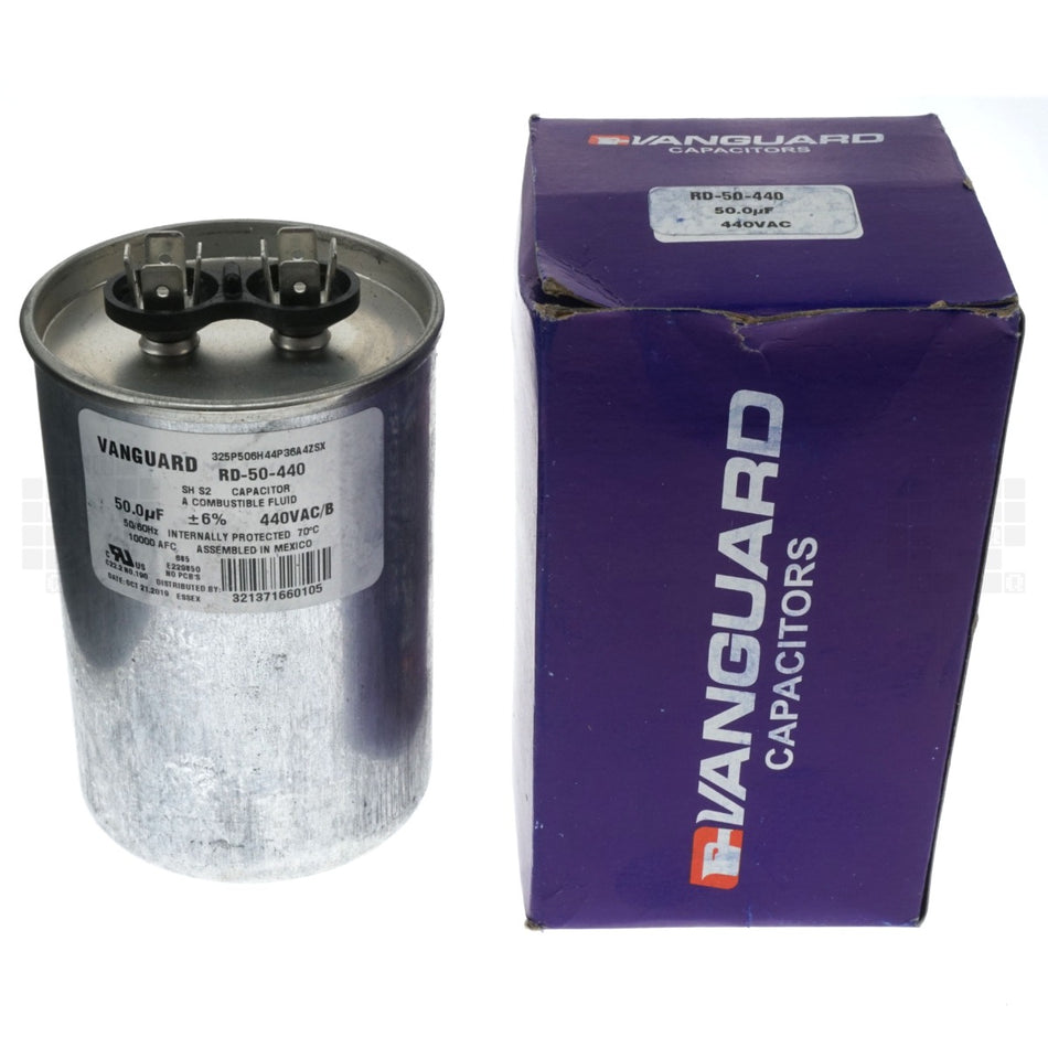 Vanguard RD-50-440 Electric Motor Run Capacitor, 50 uF, 440VAC