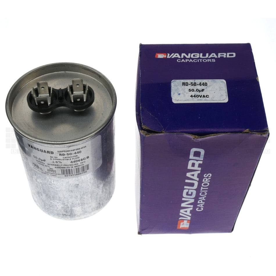 Vanguard RD-50-440 Electric Motor Run Capacitor, 50 uF, 440VAC