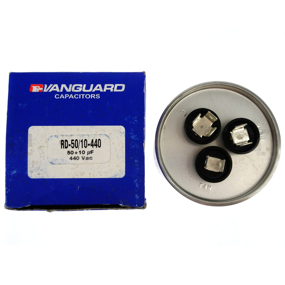Vanguard RD-50/10-440 Dual Electric Motor Run Capacitor, 50+10uF 440VAC 50/60Hz