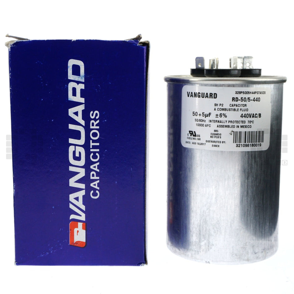 Vanguard RD-50/5-440 Dual Electric Motor Run Capacitor, 50+5 uF, 440VAC 50/60Hz