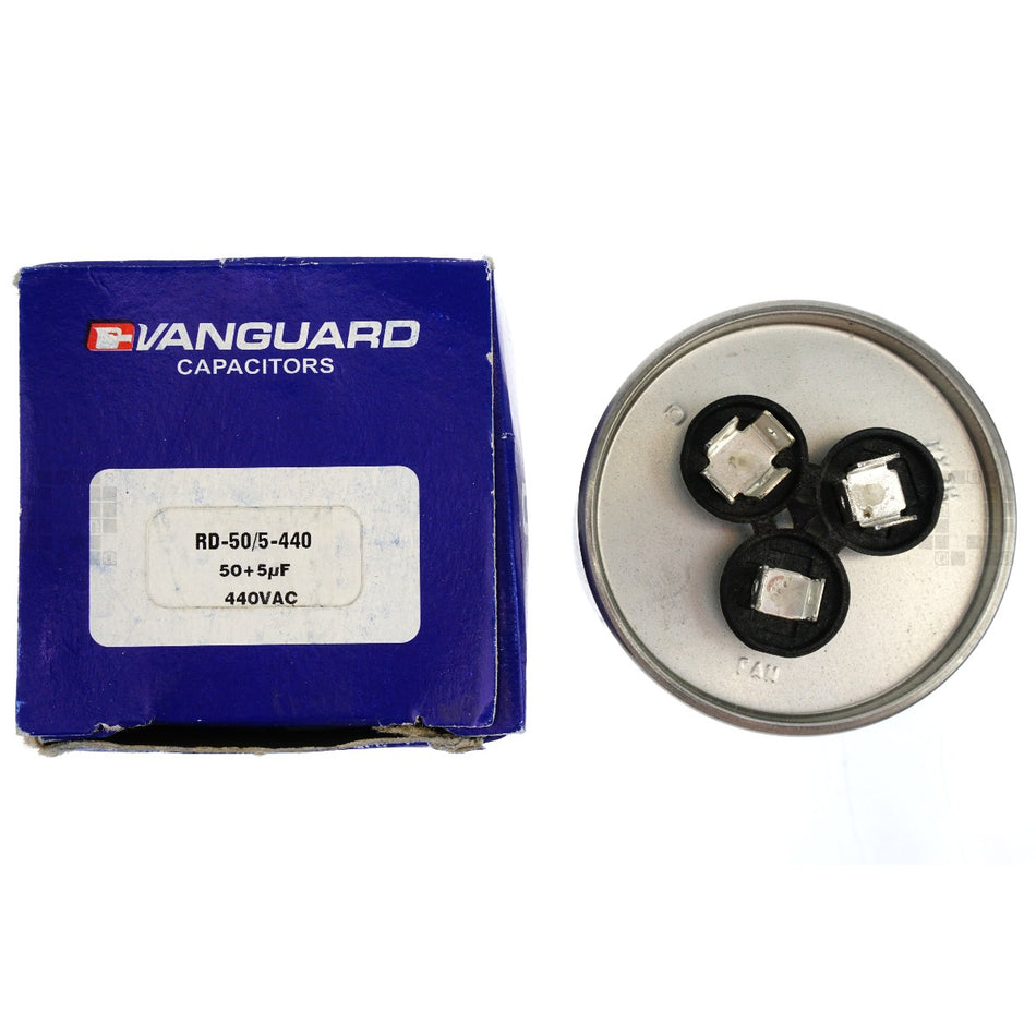 Vanguard RD-50/5-440 Dual Electric Motor Run Capacitor, 50+5 uF, 440VAC 50/60Hz
