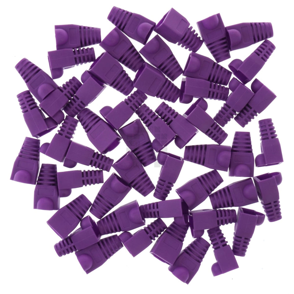 RJ-45 RJ45 Ethernet Strain Relief Boot Cover, Purple, for CAT5 CAT5E CAT6, 50 Pack