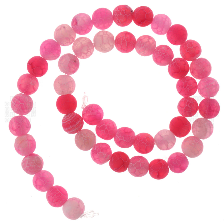 Rose Frost Cracked Agate 8mm Round Beads, 45 Pieces