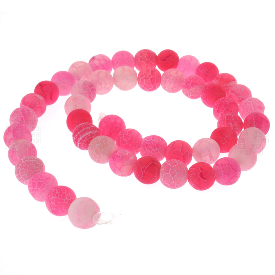 Rose Frost Cracked Agate 8mm Round Beads, 45 Pieces