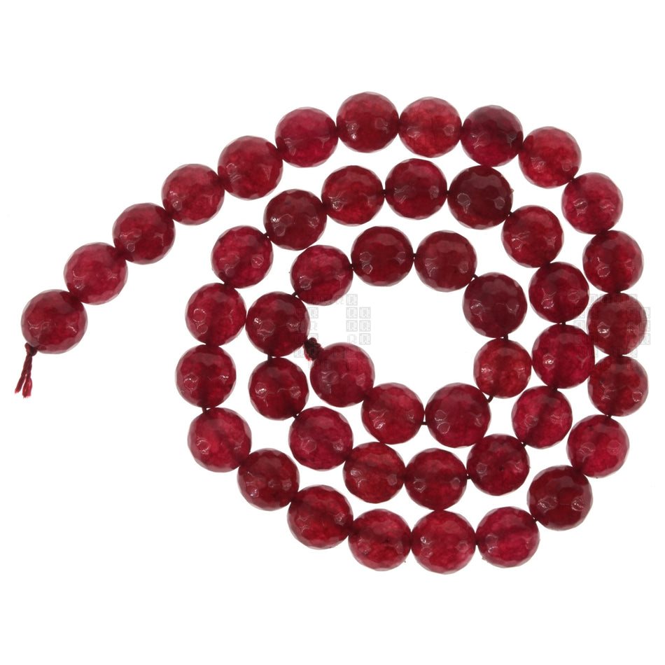 Ruby Jade 8mm Faceted Glass Beads, 45 Pieces