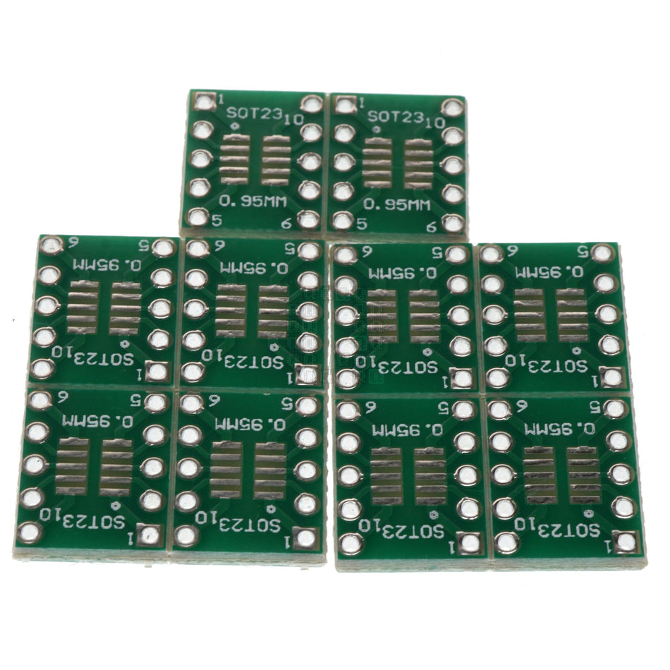 SOP10/SOT23 to DIP10 Adapter Breakout Circuit Board, 10 Pack