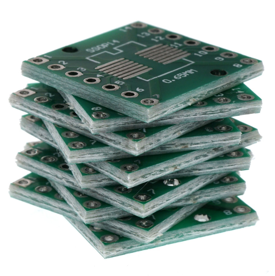 SOP14 0.65mm SSOP 1.27mm to DIP14W IC Adapter Converter Circuit Board PCB, 10-Pack