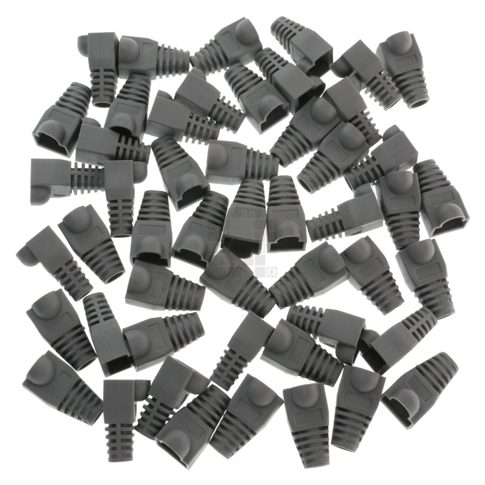 RJ-45 RJ45 Ethernet Strain Relief Boot Cover, Dark Gray, for CAT5 CAT6, 50 Pack