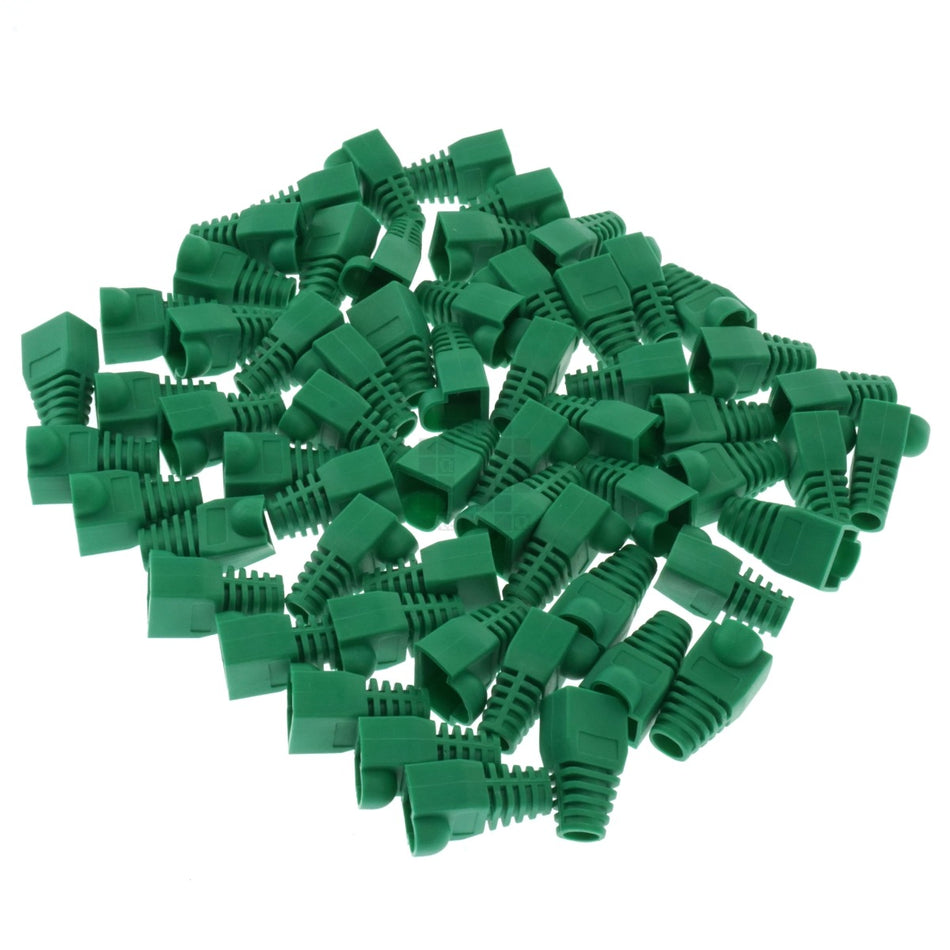 RJ-45 RJ45 Ethernet Strain Relief Boot Cover, Green, for CAT5 CAT6, 50 Pack