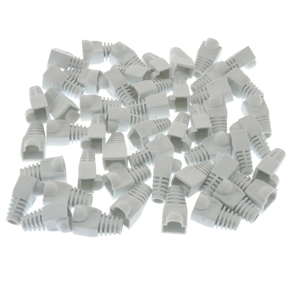 RJ-45 RJ45 Ethernet Strain Relief Boot Cover, White, for CAT5 CAT6, 50 Pack
