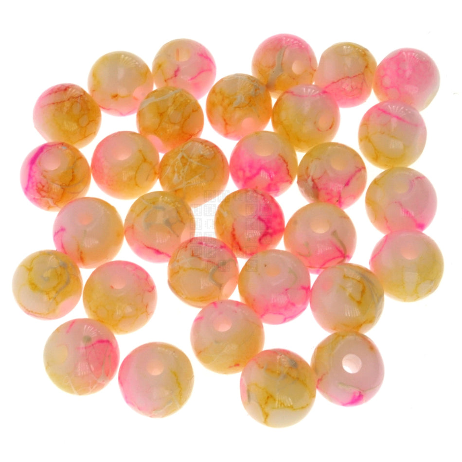 Strawberry Lemonade 8mm Loose Glass Beads, 30 Pieces