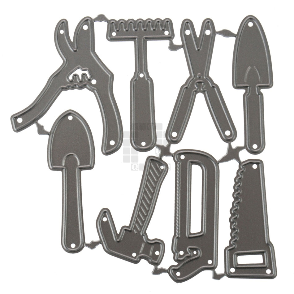 Tools 8-Piece Metal Cutting Die Set, Hammer Saw Trowel Clippers Shovel