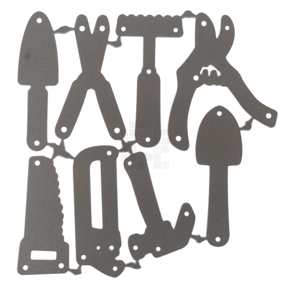 Tools 8-Piece Metal Cutting Die Set, Hammer Saw Trowel Clippers Shovel