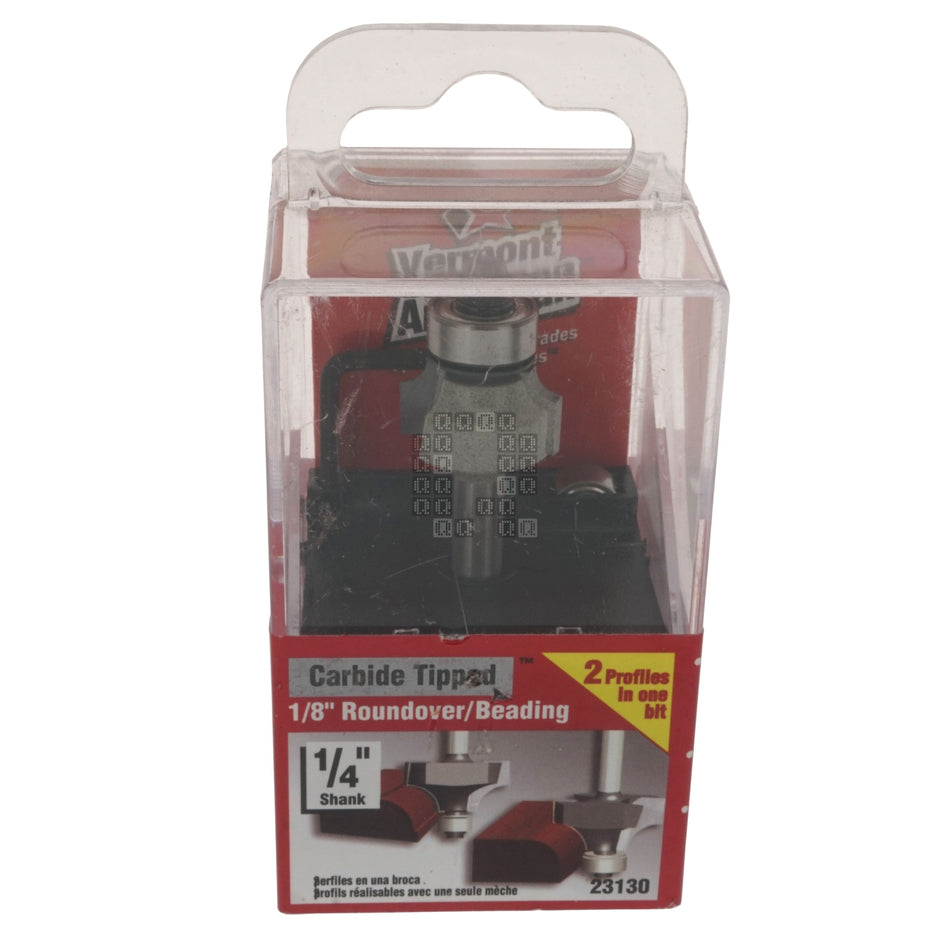 Vermont American 23130 Carbide Tipped 1/8" Roundover / Beading Router Bit, 1/4" Straight Shank