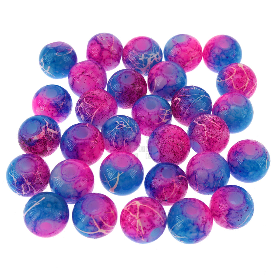 Winter Sunset 8mm Loose Glass Beads, 30 Pieces