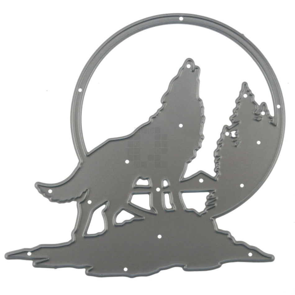 Wolf Howling at Moon with Trees Metal Cutting Die