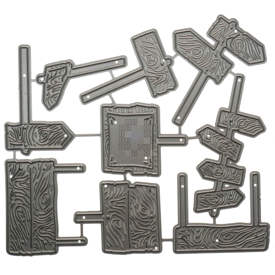 9-Piece Wood Signs Signposts Metal Cutting Die Set