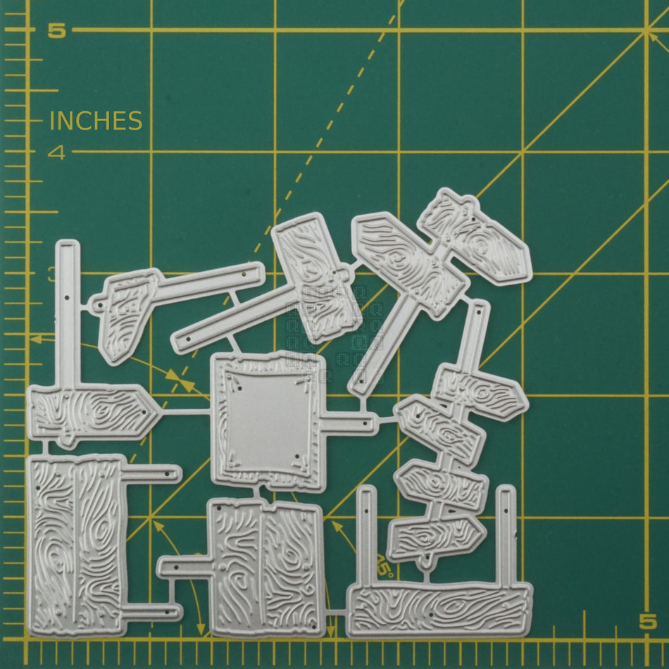 9-Piece Wood Signs Signposts Metal Cutting Die Set