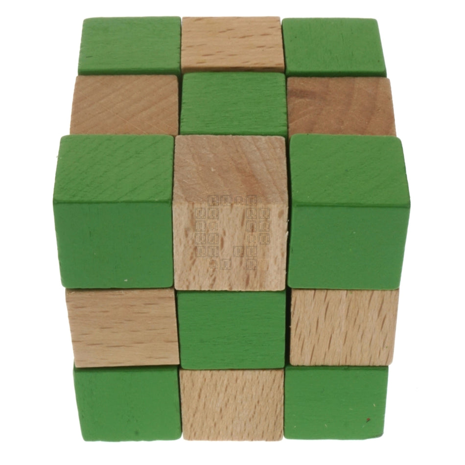 Wooden Cube Puzzle, Green/Natural