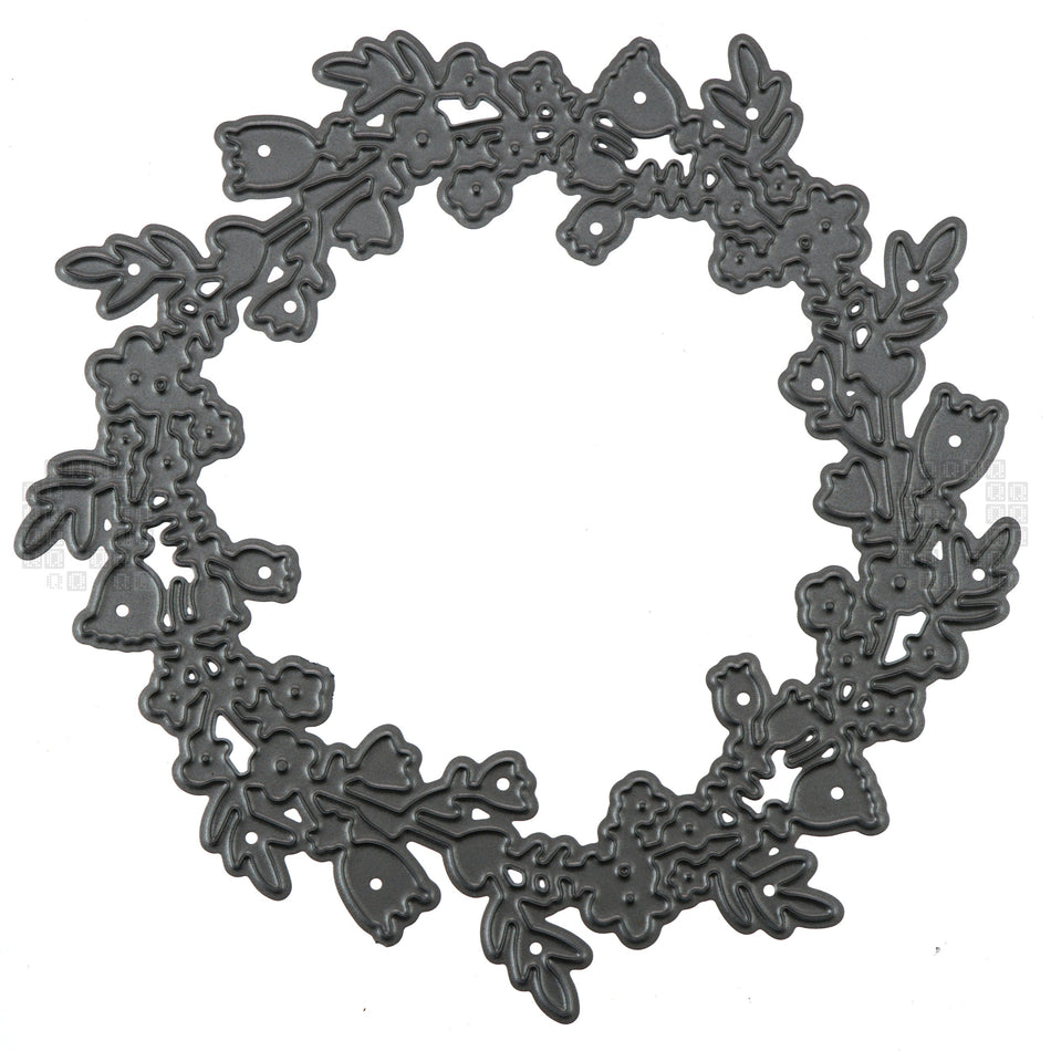 Flowered Leafy Wreath Metal Cutting Die