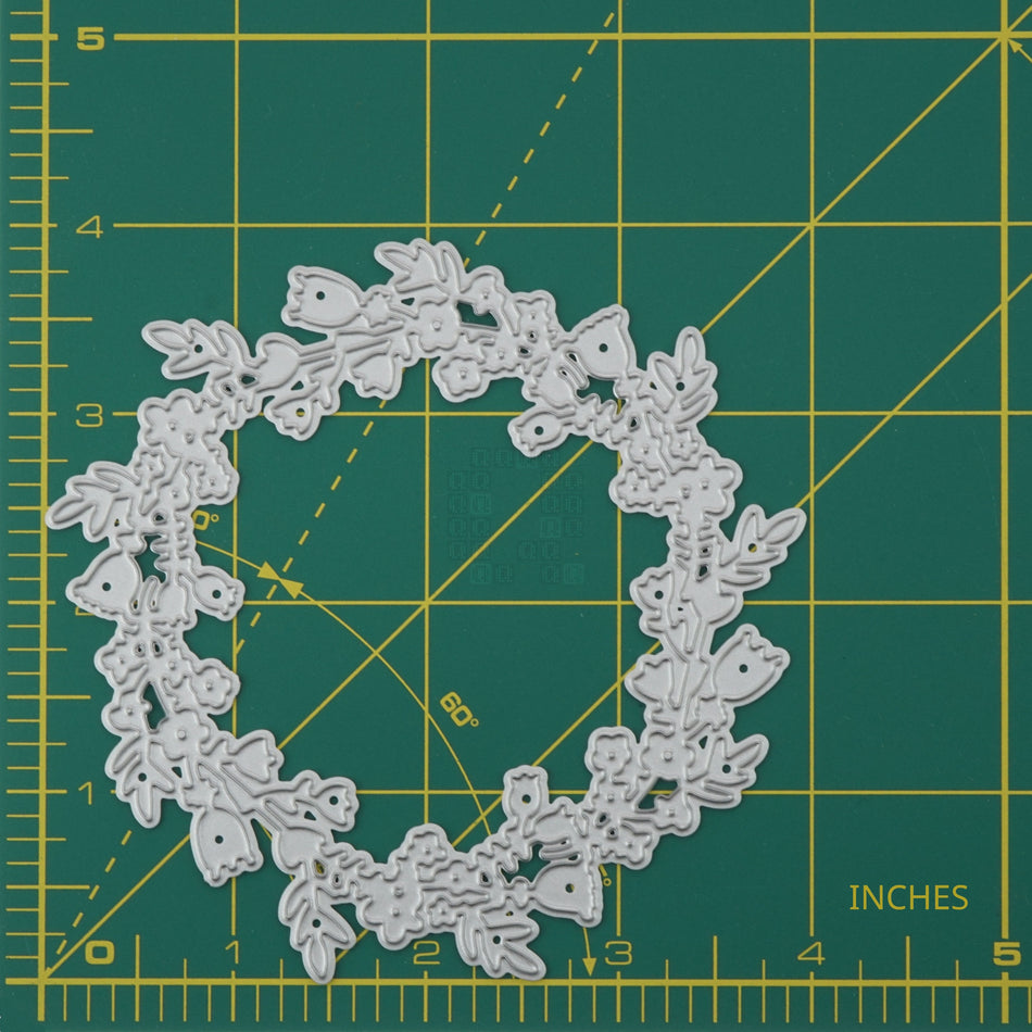 Flowered Leafy Wreath Metal Cutting Die